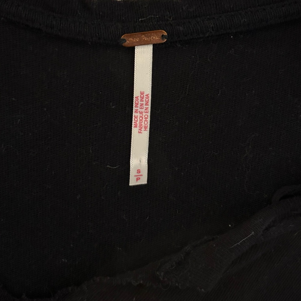 Free People Pep Rally Embroidered Rose Black White Baseball Tee Shirt - Picture 10 of 12